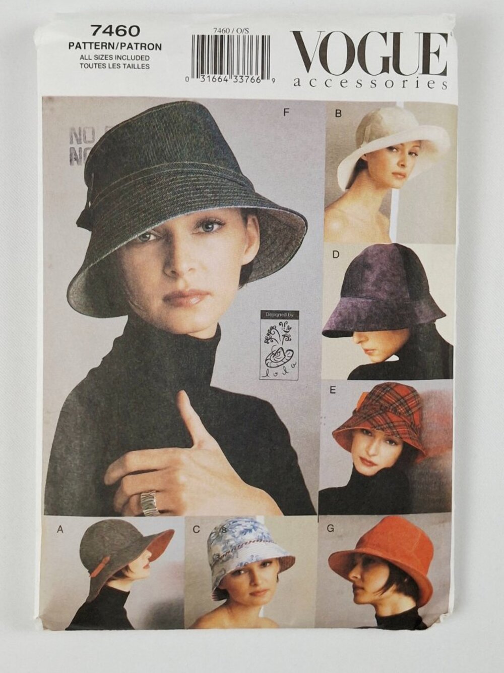 Vogue 7460 Sz S -L Bucket Hat Cloches Brimmed Hats Pattern Cut For Sewing